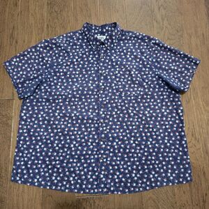 Harbor Bay HB Shirt Mens 3XLT 3XL Blue Short Sleeve Button Up Summer Casual